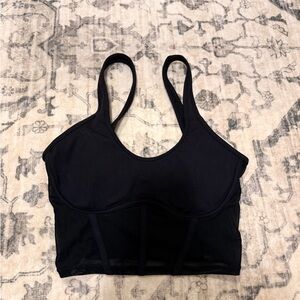 ALO Yoga Airbrushed Black Crop Mesh Top
